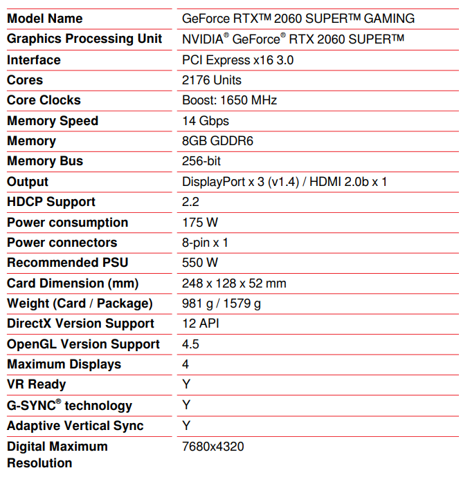 Msi GeForce Rtx 2060 Super Gaming 8Gb Ddr6 256b Nvidia Rgb Ekran Kartı